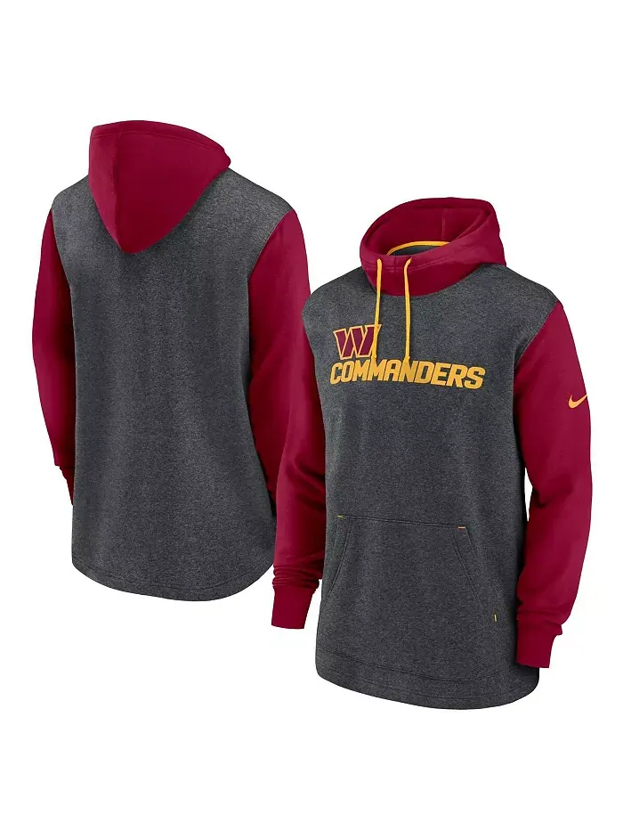 Мужская толстовка с капюшоном Heathered Charcoal/Burgundy Washington Commanders Surrey Legacy Nike — изображение 1 из 3