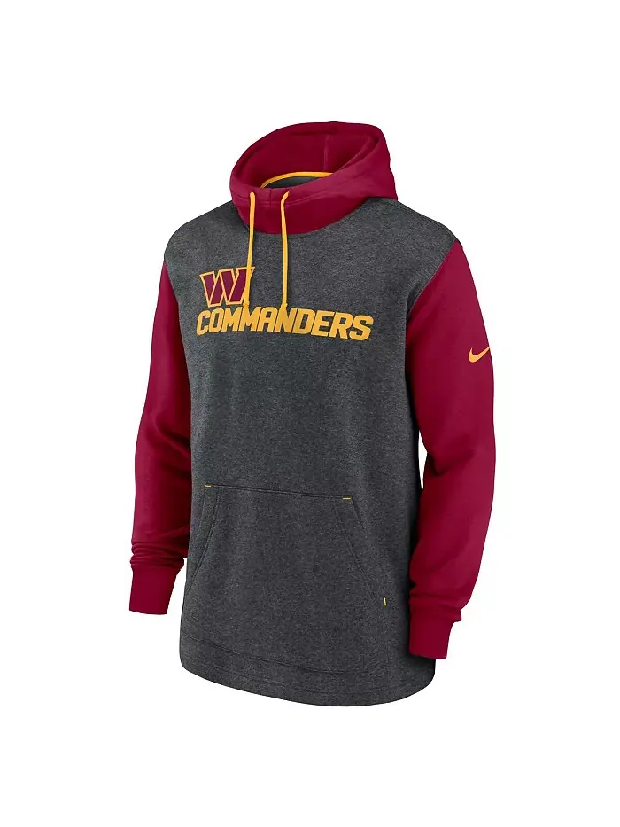 Мужская толстовка с капюшоном Heathered Charcoal/Burgundy Washington Commanders Surrey Legacy Nike — изображение 2 из 3