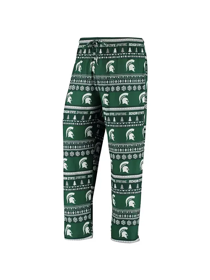 Мужской зеленый вязаный комплект Michigan State Spartans Ugly Sweater с длинным рукавом и брюками — изображение 2 из 4