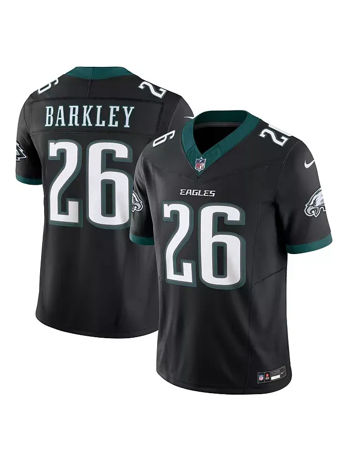Мужская лимитированная джерси Philadelphia Eagles Vapor F.U.S.E. черного цвета с именем Saquon — изображение 1 из 3
