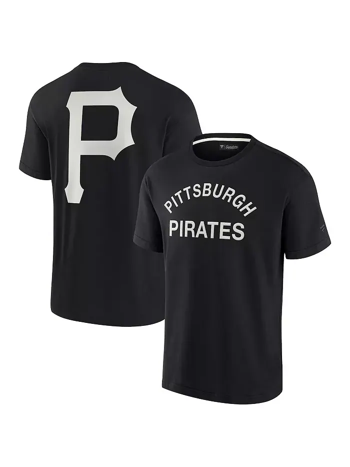 Мужская и женская черная супермягкая футболка с коротким рукавом Pittsburgh Pirates Fanatics