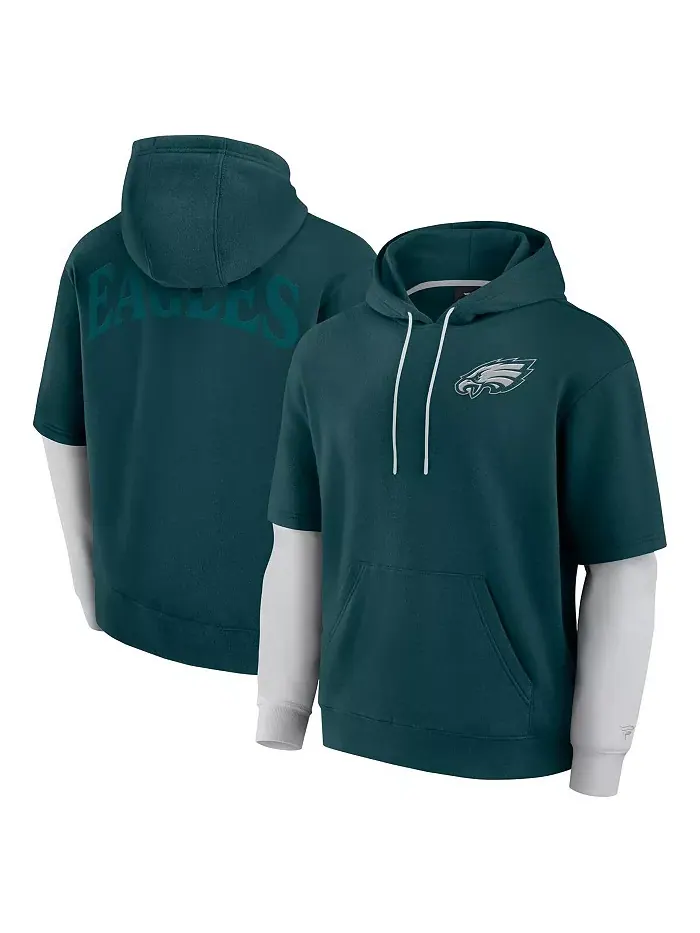 Мужская и женская зеленая толстовка Philadelphia Eagles Sleek Elements с капюшоном Fanatics — изображение 1 из 3