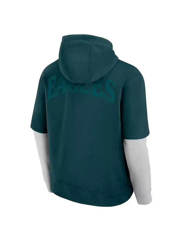 Мужская и женская зеленая толстовка Philadelphia Eagles Sleek Elements с капюшоном Fanatics — изображение 2 из 3