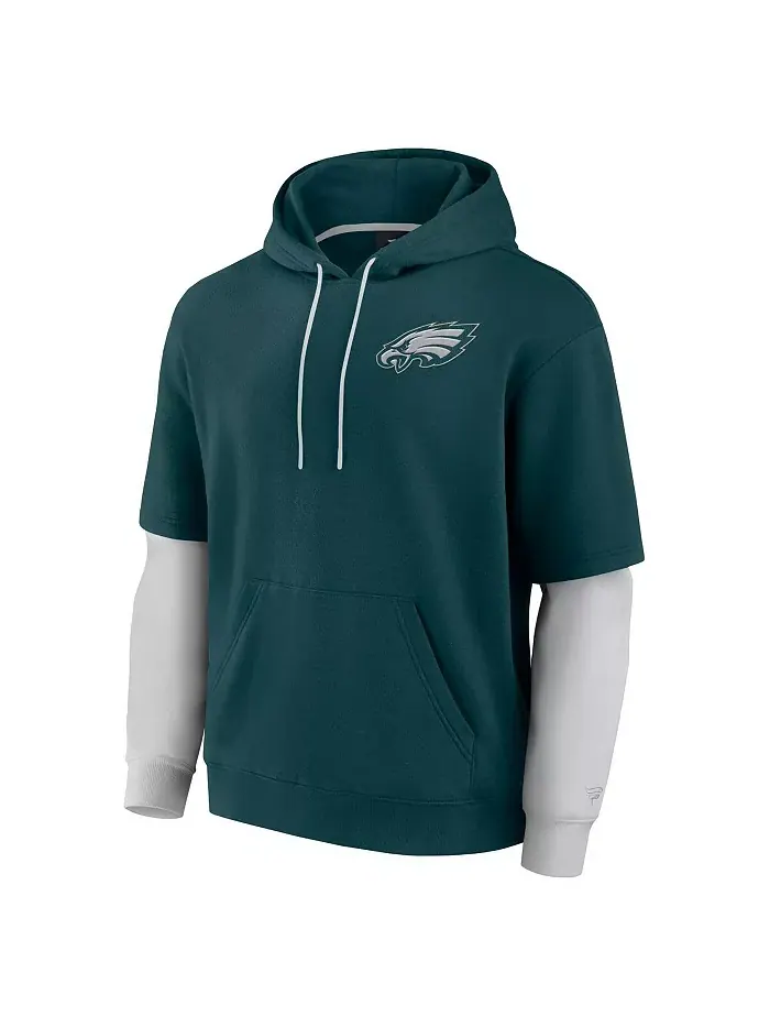 Мужская и женская зеленая толстовка Philadelphia Eagles Sleek Elements с капюшоном Fanatics — изображение 3 из 3