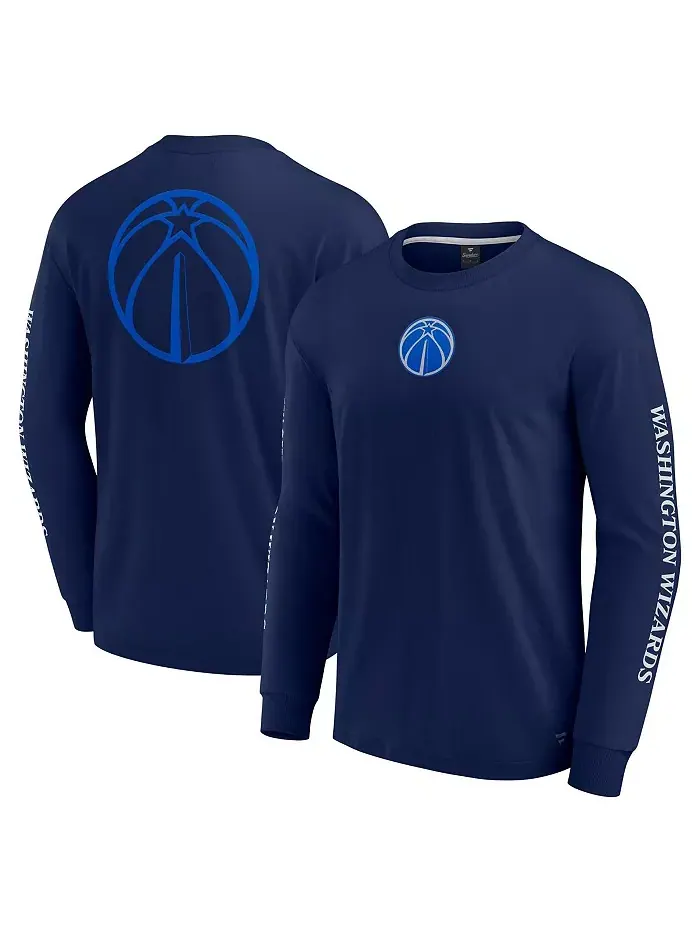Мужская синяя футболка с длинным рукавом Washington Wizards Elements Strive Fanatics — изображение 1 из 3
