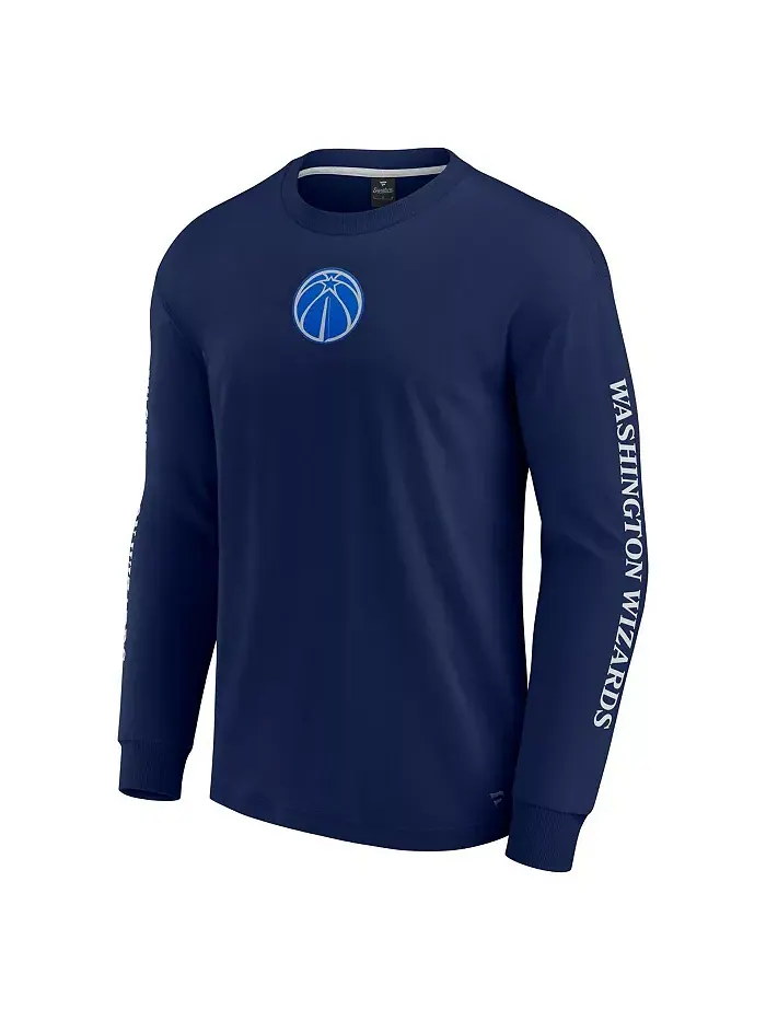 Мужская синяя футболка с длинным рукавом Washington Wizards Elements Strive Fanatics — изображение 2 из 3