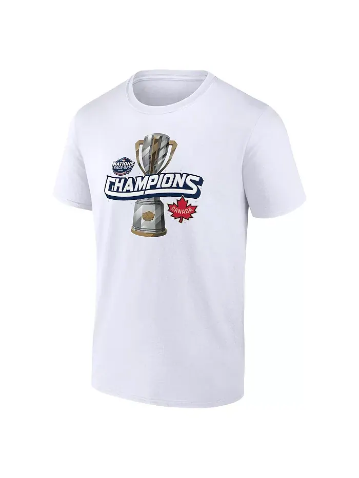 Мужская футболка Canada 2025 4 Nations Face-Off Champions белого цвета Fanatics — изображение 2 из 3