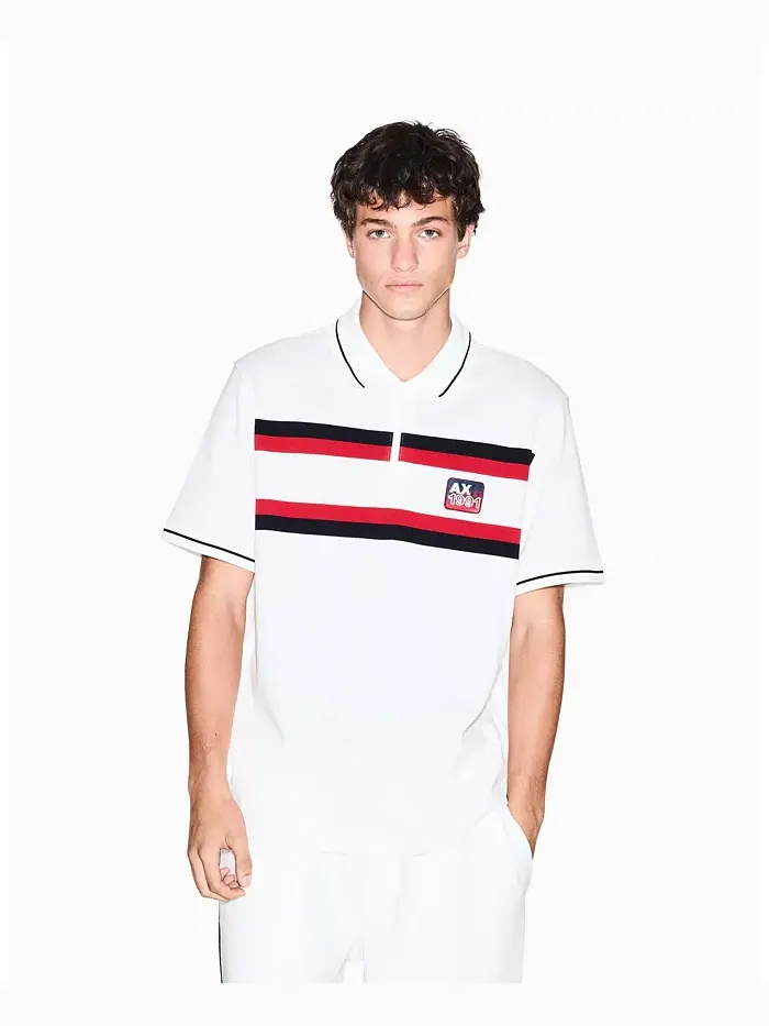Мужская поло с цветными блоками и воротником на молнии A|X Armani Exchange — изображение 1 из 5