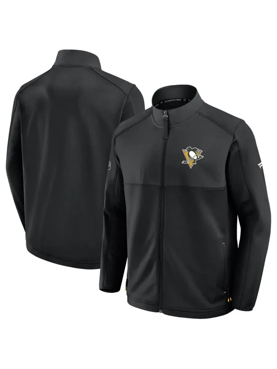 Мужская черная куртка на молнии с символикой команды Pittsburgh Penguins Authentic Pro Rink Fanatics — изображение 2 из 4