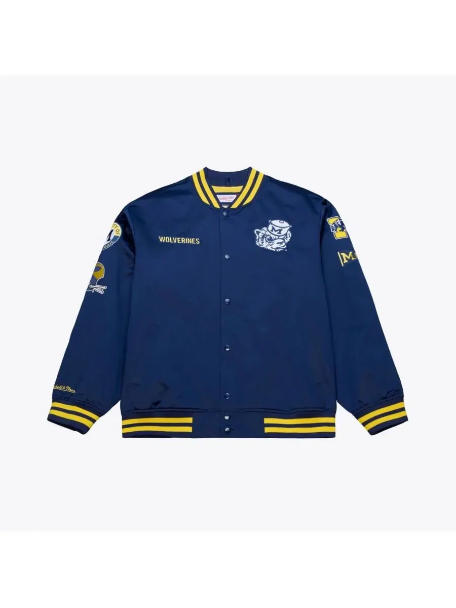 Мужская темно-синяя куртка Michigan Wolverines Double Clutch из легкого атласа с застежкой на все — изображение 1 из 5