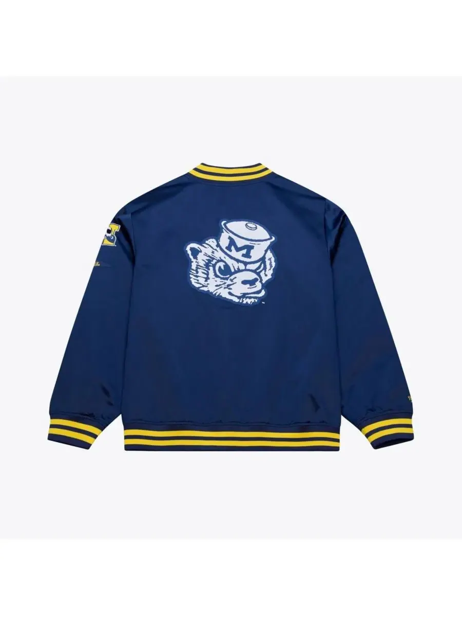 Мужская темно-синяя куртка Michigan Wolverines Double Clutch из легкого атласа с застежкой на все — изображение 2 из 5