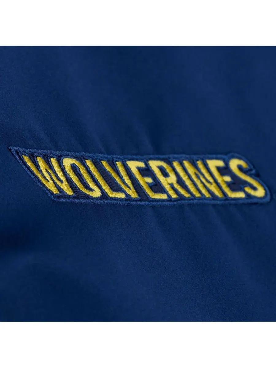 Мужская темно-синяя куртка Michigan Wolverines Double Clutch из легкого атласа с застежкой на все — изображение 3 из 5