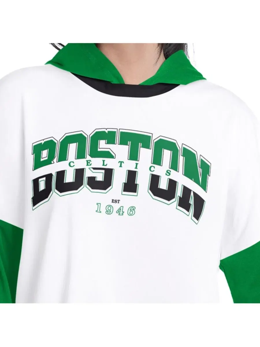 Женская белая/зеленая футболка с капюшоном и длинными рукавами Boston Celtics Key Player Oversized — изображение 3 из 4