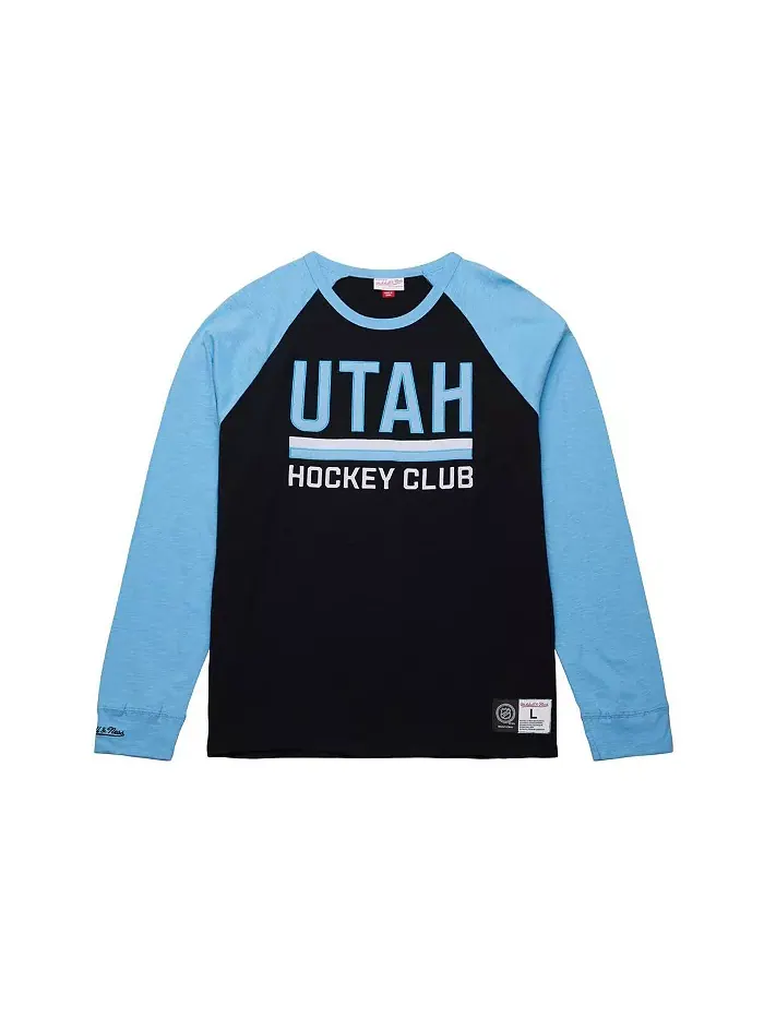 Мужская черная/голубая футболка Utah Mammoth Legendary Slub с длинным рукавом реглан Mitchell & Ness — изображение 5 из 5