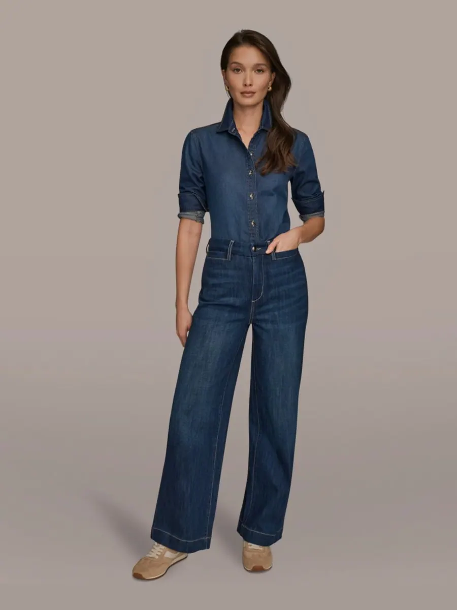 Женские джинсы с высокой посадкой и широкими штанинами Donna Karan Weekend, The Dayton — изображение 6 из 6