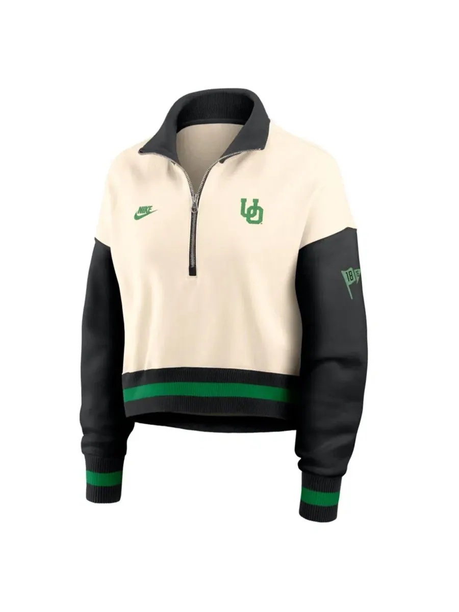 Женский укороченный свитшот с четверть-замком Oversized Legacy Color Block Nike — изображение 2 из 3, натуральный черный