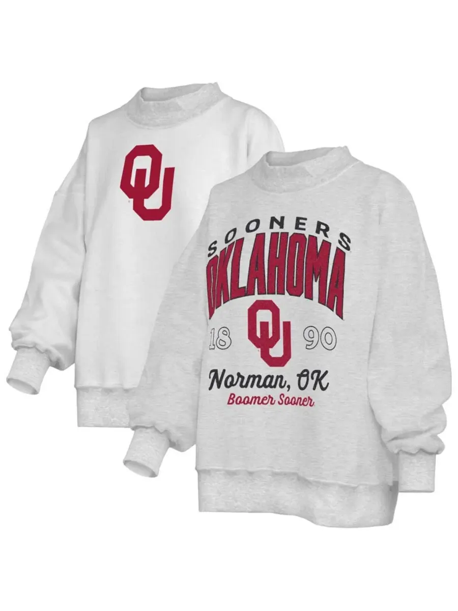 Свитшот женский с принтом Oklahoma Sooners Reversible Pressbox — изображение 1 из 5, серый
