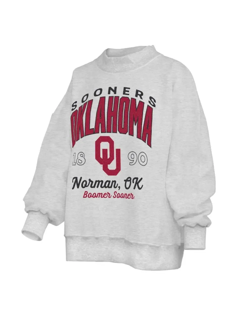 Свитшот женский с принтом Oklahoma Sooners Reversible Pressbox — изображение 3 из 5, серый