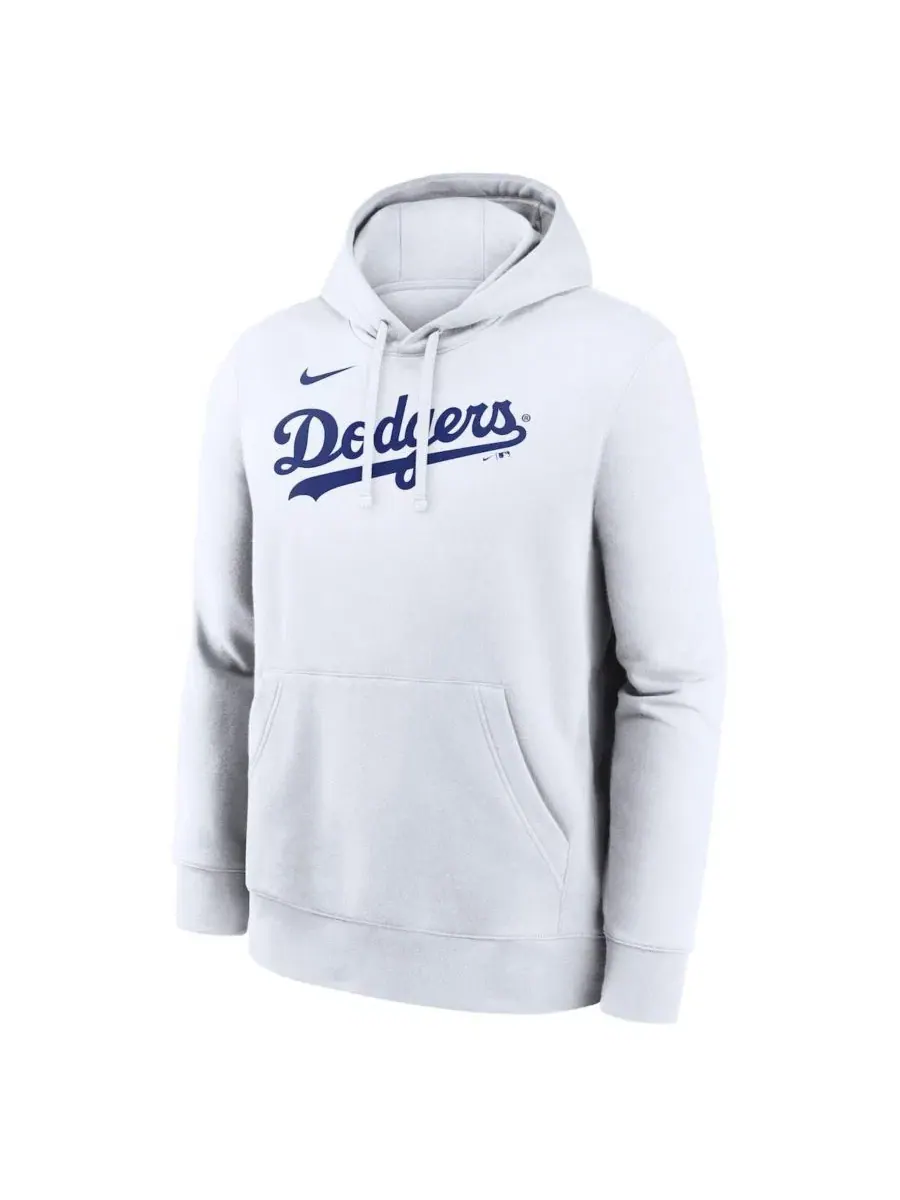 Худи с капюшоном Dri-Fit Club Los Angeles Dodgers Nike — изображение 2 из 3, белый