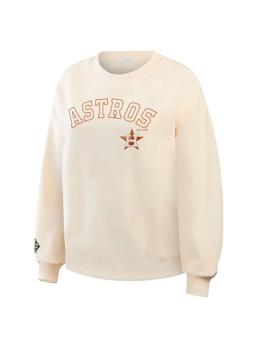 Толстовка Women's Cream Houston Astros Heavyweight Crew Neck Sweatshirt WEAR by Erin Andrews — изображение 2 из 4, бежевый