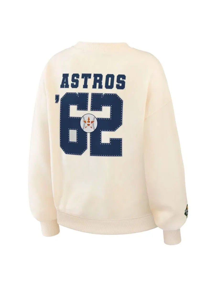 Толстовка Women's Cream Houston Astros Heavyweight Crew Neck Sweatshirt WEAR by Erin Andrews — изображение 3 из 4, бежевый