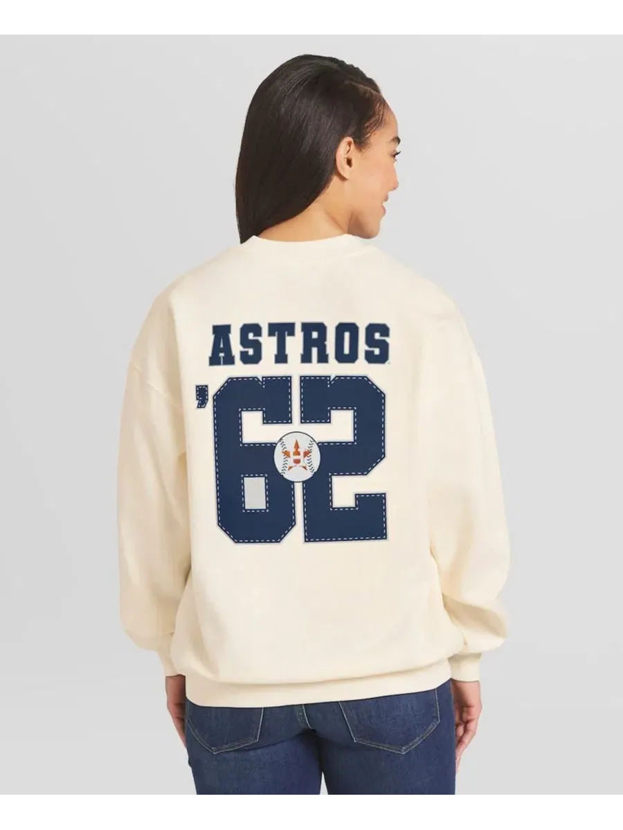 Толстовка Women's Cream Houston Astros Heavyweight Crew Neck Sweatshirt WEAR by Erin Andrews — изображение 4 из 4, бежевый