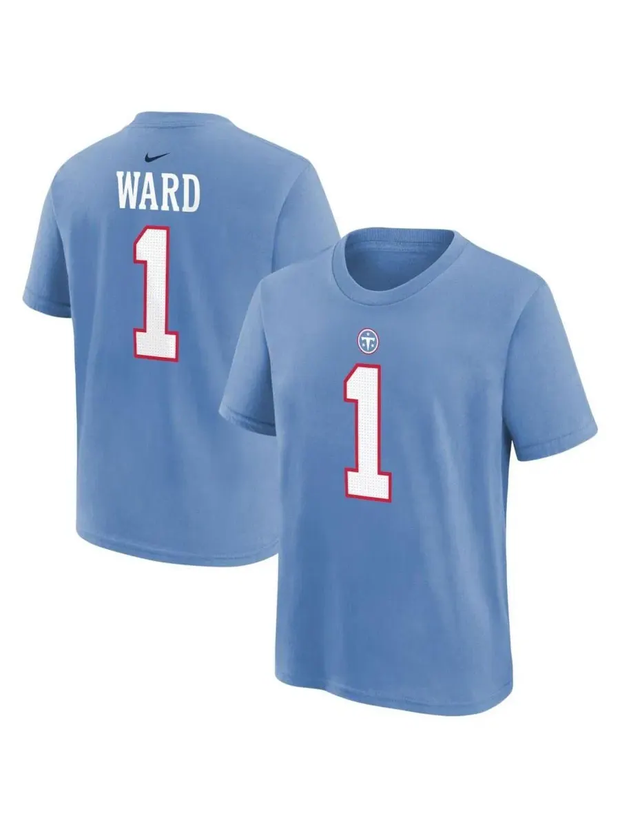 Футболка с именем и номером игрока Cameron Ward Light Blue Tennessee Titans Nike — изображение 1 из 3, светлый синий