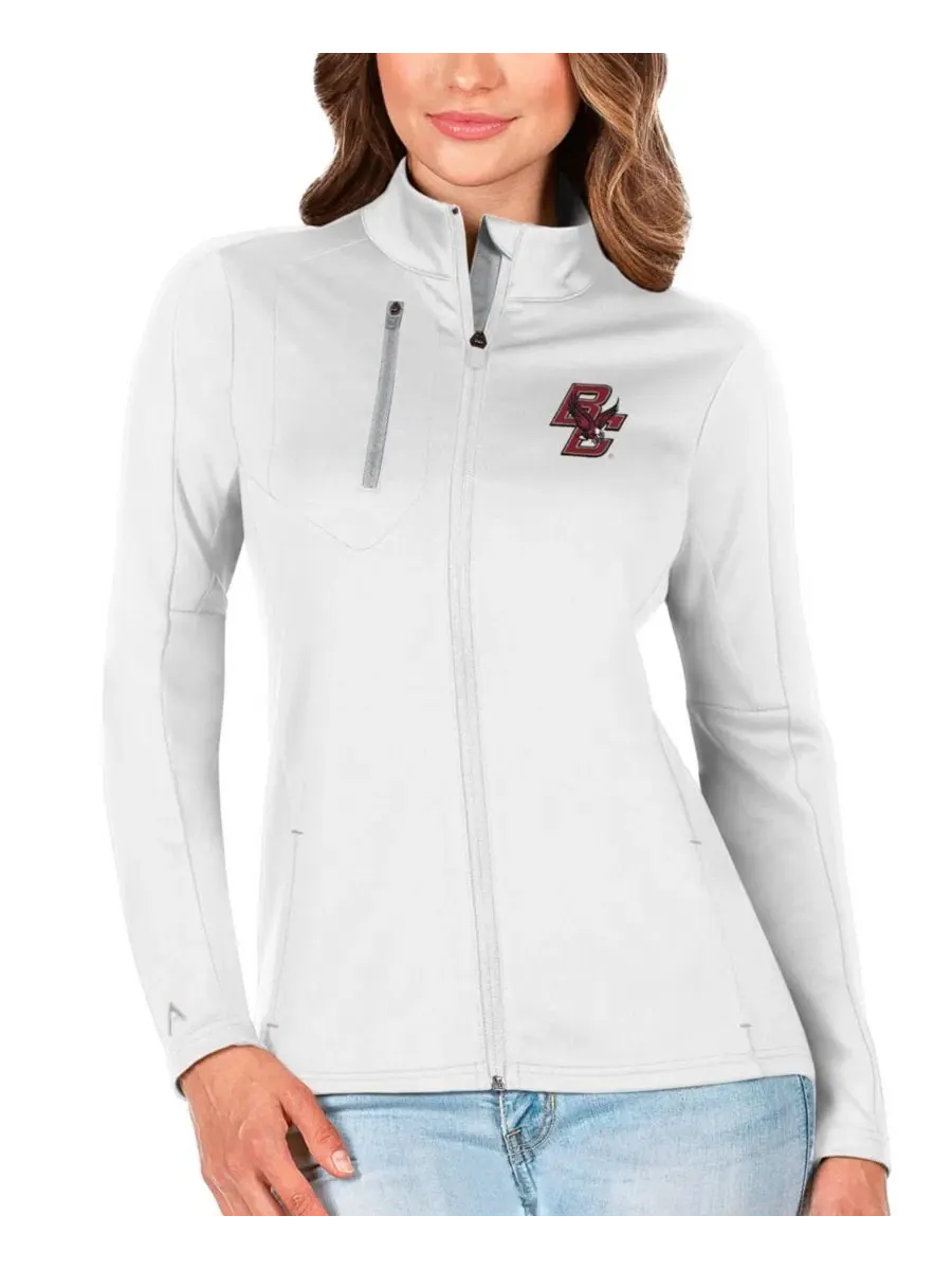 Женская куртка на молнии с логотипом Boston College Eagles, модель Generation Antigua — изображение 1 из 1, белый серебристый