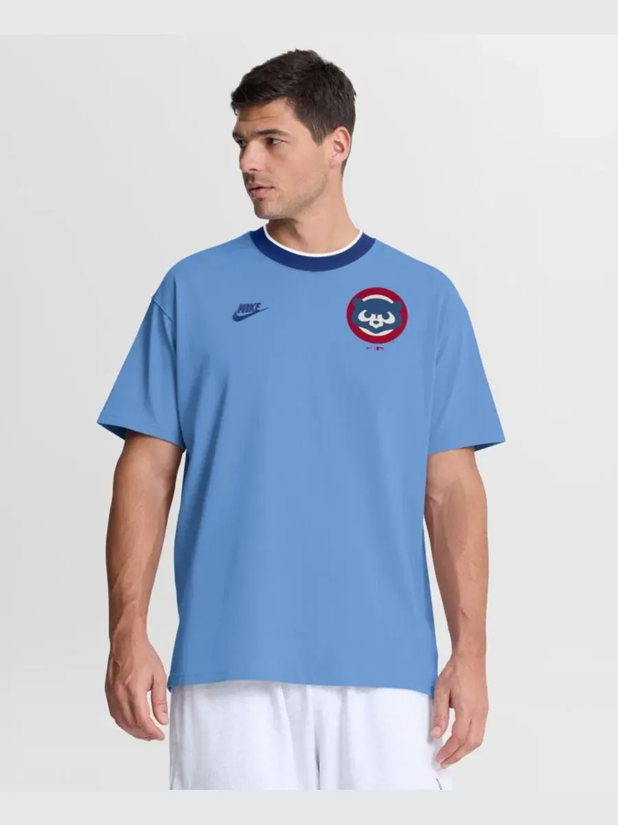 Футболка с круглым вырезом и принтом Cooperstown Collection Ringer Nike — изображение 1 из 4, светлый синий