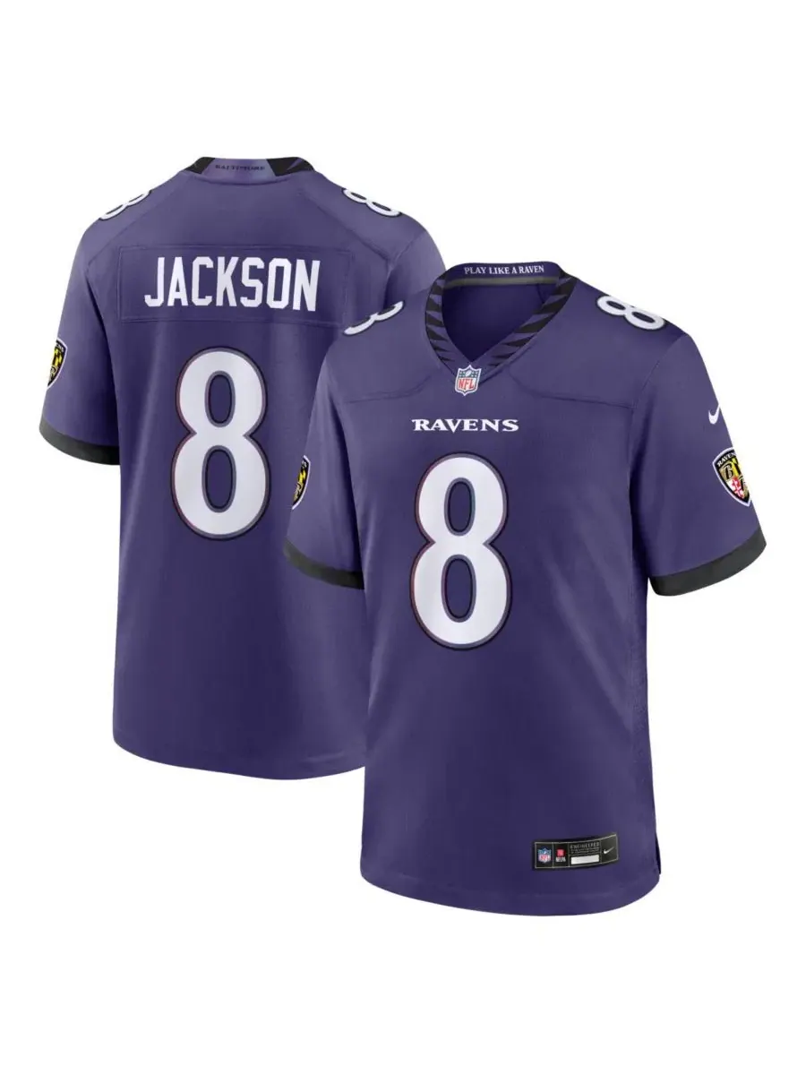 Игровая футболка Nike с длинным рукавом, модель Lamar Jackson — изображение 1 из 3, фиолетовый