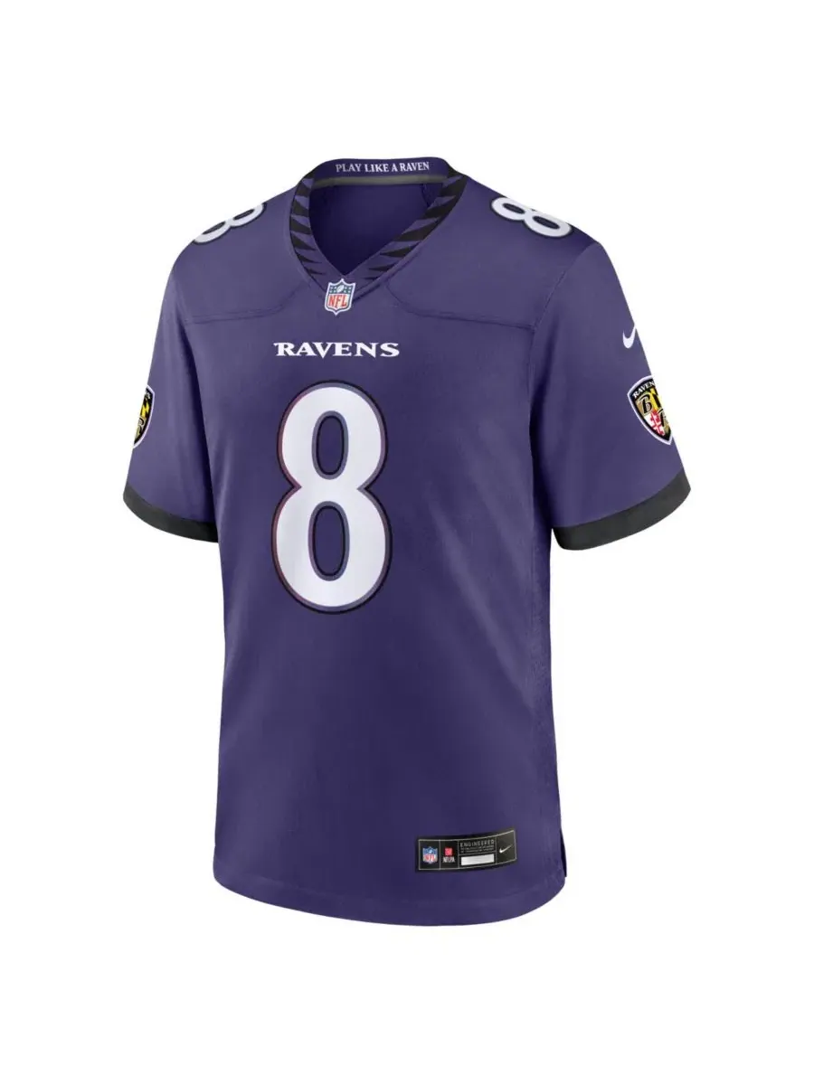 Игровая футболка Nike с длинным рукавом, модель Lamar Jackson — изображение 2 из 3, фиолетовый