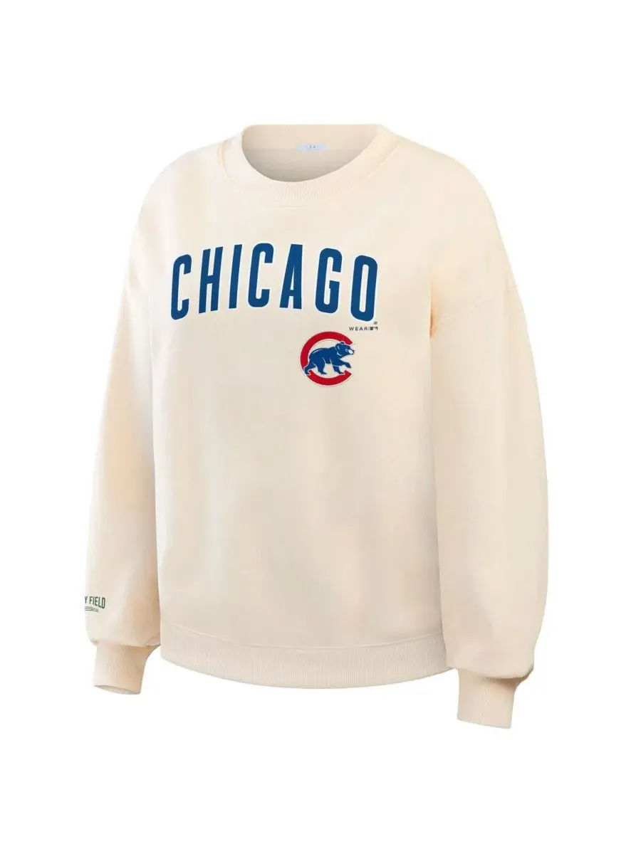 Женский свитшот с круглым вырезом Heavyweight, модель Chicago Cubs WEAR by Erin Andrews — изображение 1 из 2, бежевый