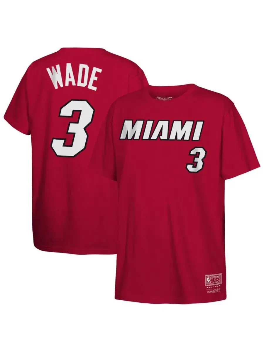 Футболка с длинным рукавом с принтом Dwyane Wade Hardwood Classics Mitchell & Ness — изображение 1 из 3, красный