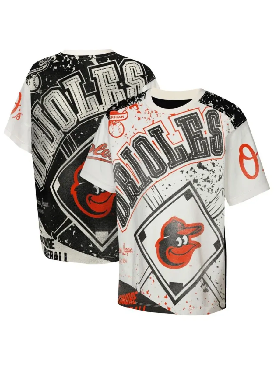 Футболка с принтом Big League Top Player Bold All-Over-Print Baltimore Orioles Outerstuff — изображение 1 из 3, бежевый