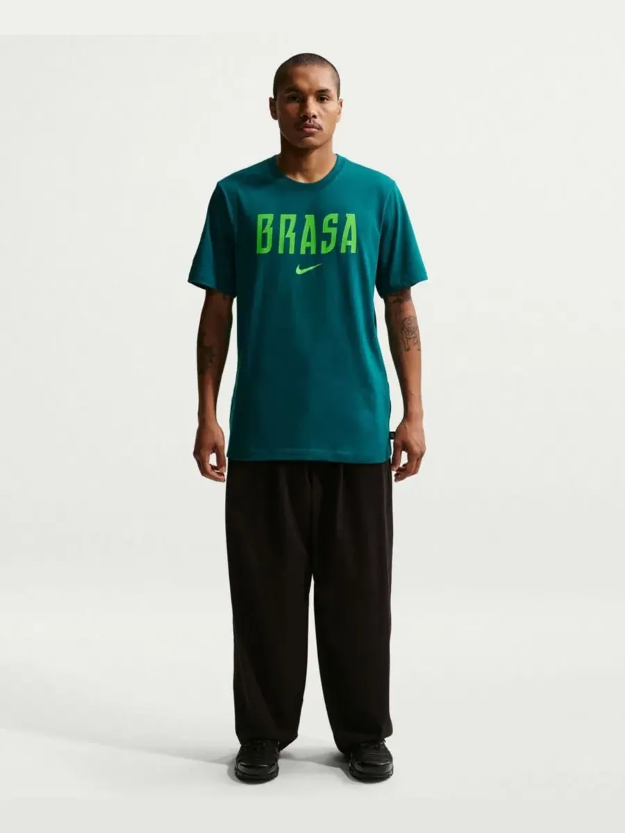 Футболка с принтом Brazil National Team Wordmark Nike — изображение 1 из 5, зеленый