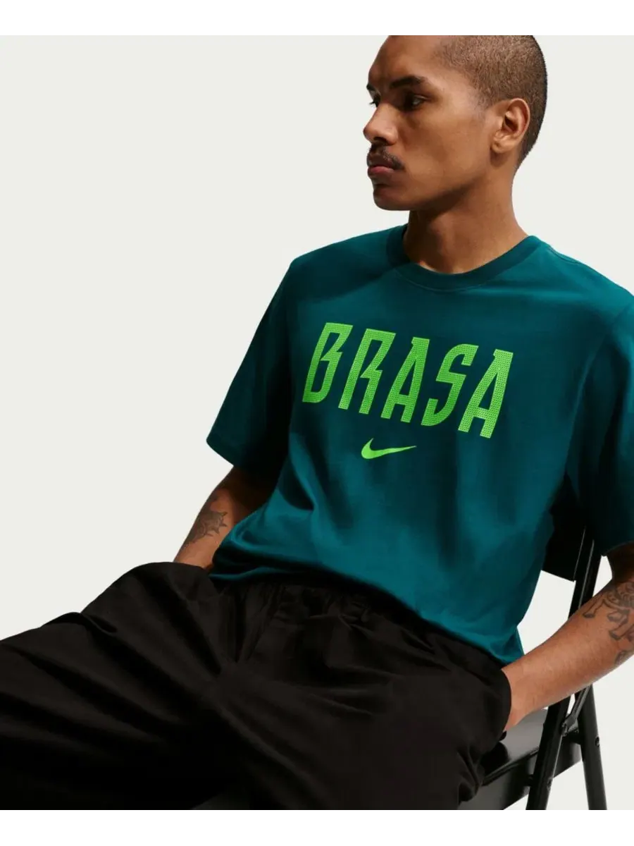 Футболка с принтом Brazil National Team Wordmark Nike — изображение 2 из 5, зеленый