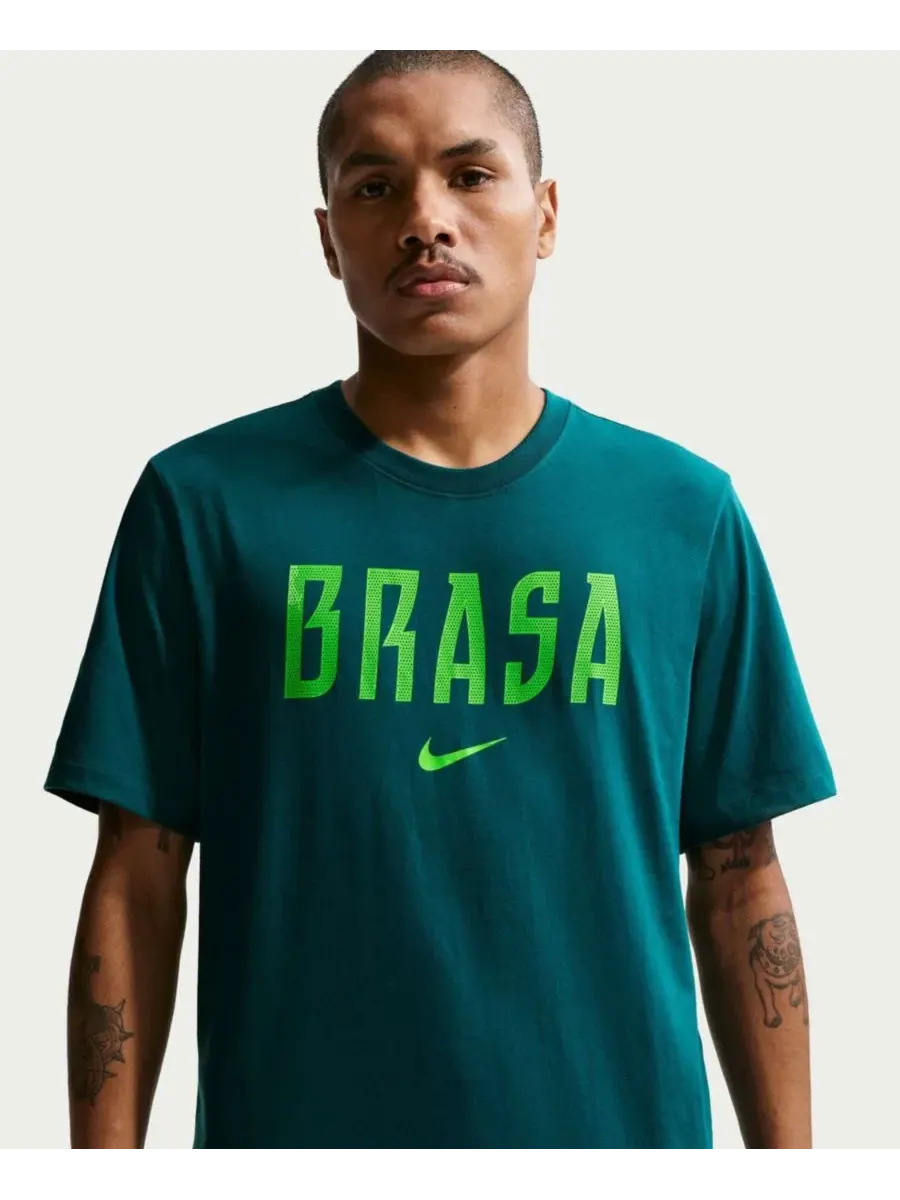 Футболка с принтом Brazil National Team Wordmark Nike — изображение 4 из 5, зеленый