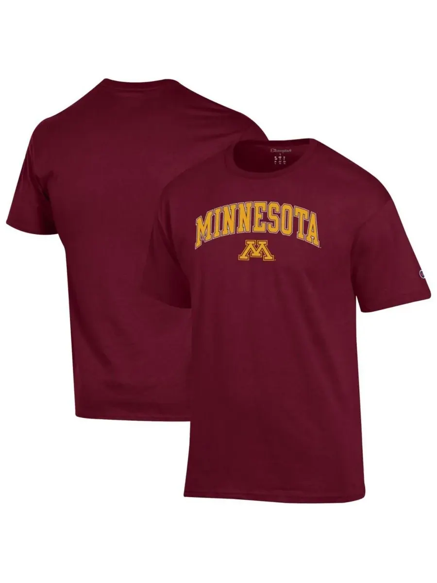 Champion Мужская бордовая футболка с логотипом Minnesota Golden Gophers в виде арки — изображение 1 из 3, коричневый