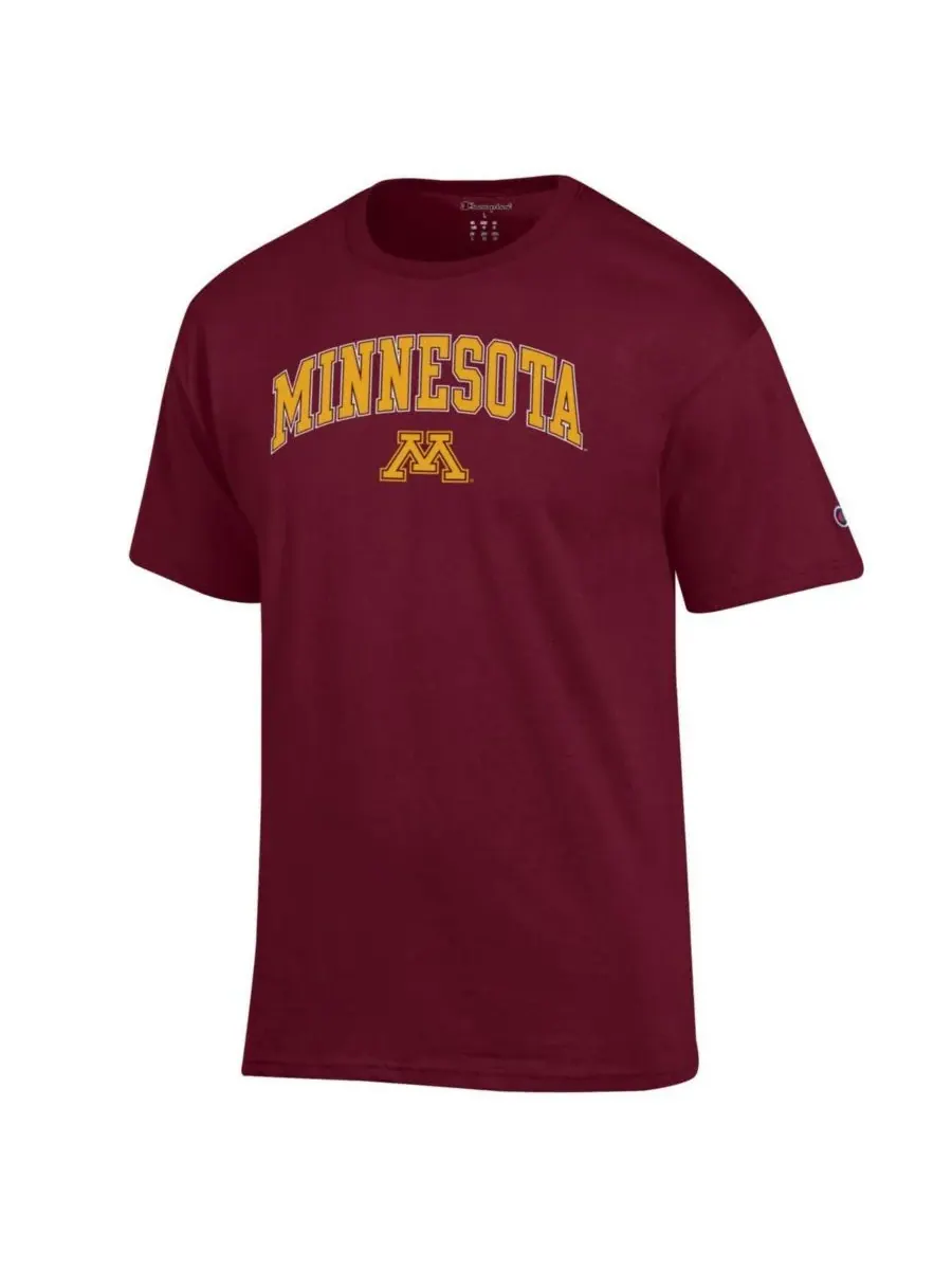 Champion Мужская бордовая футболка с логотипом Minnesota Golden Gophers в виде арки — изображение 2 из 3, коричневый
