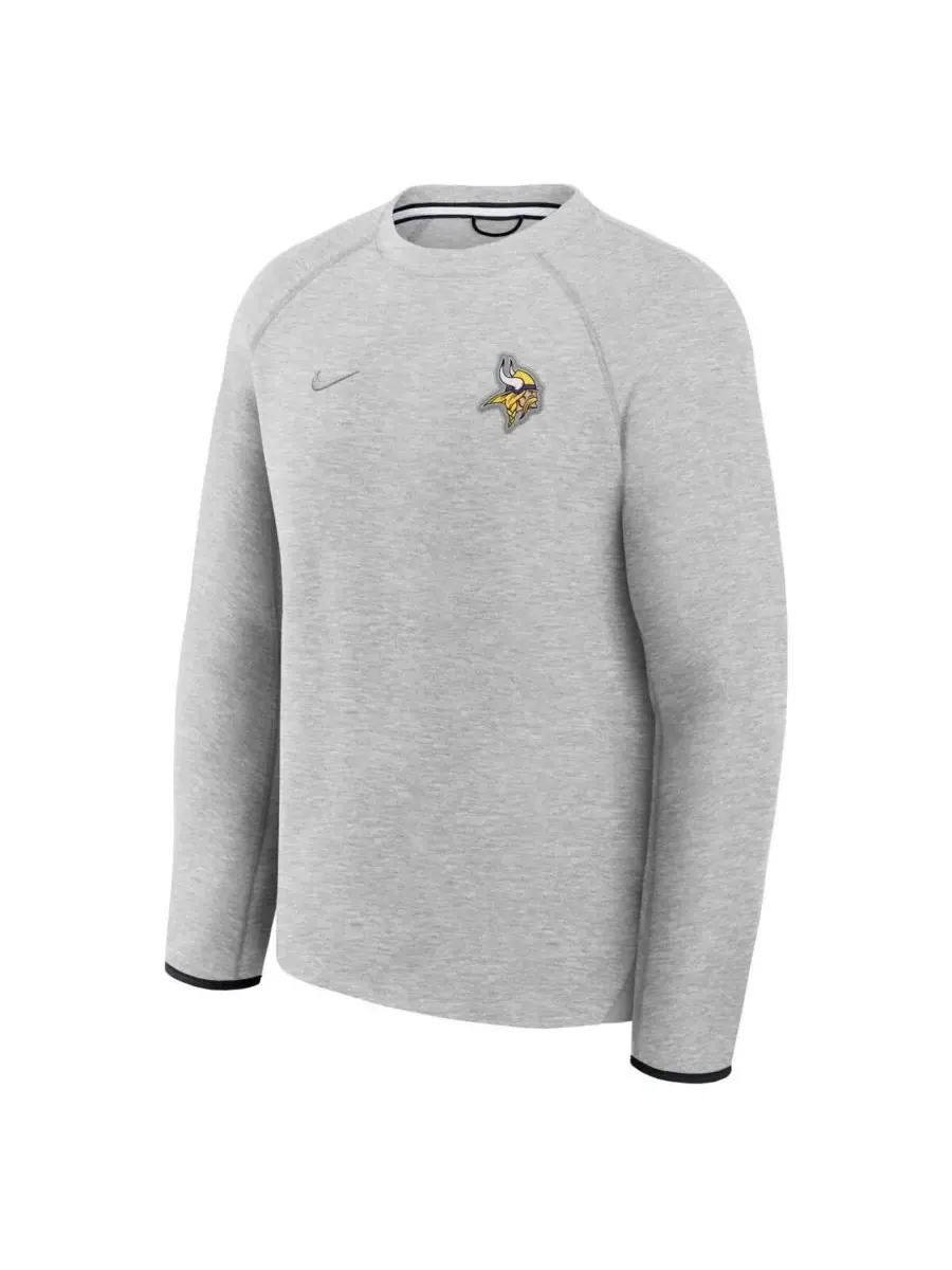 Nike Мужская толстовка-реглан из технологического флиса цвета «Хизер Грей» с символикой команды — изображение 2 из 3, серый