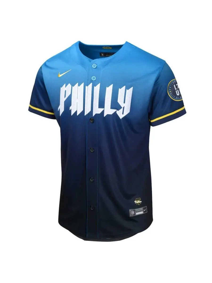 Nike Большая мальчишеская синяя футболка Philadelphia Phillies 2024 City Connect Limited — изображение 2 из 3, синий