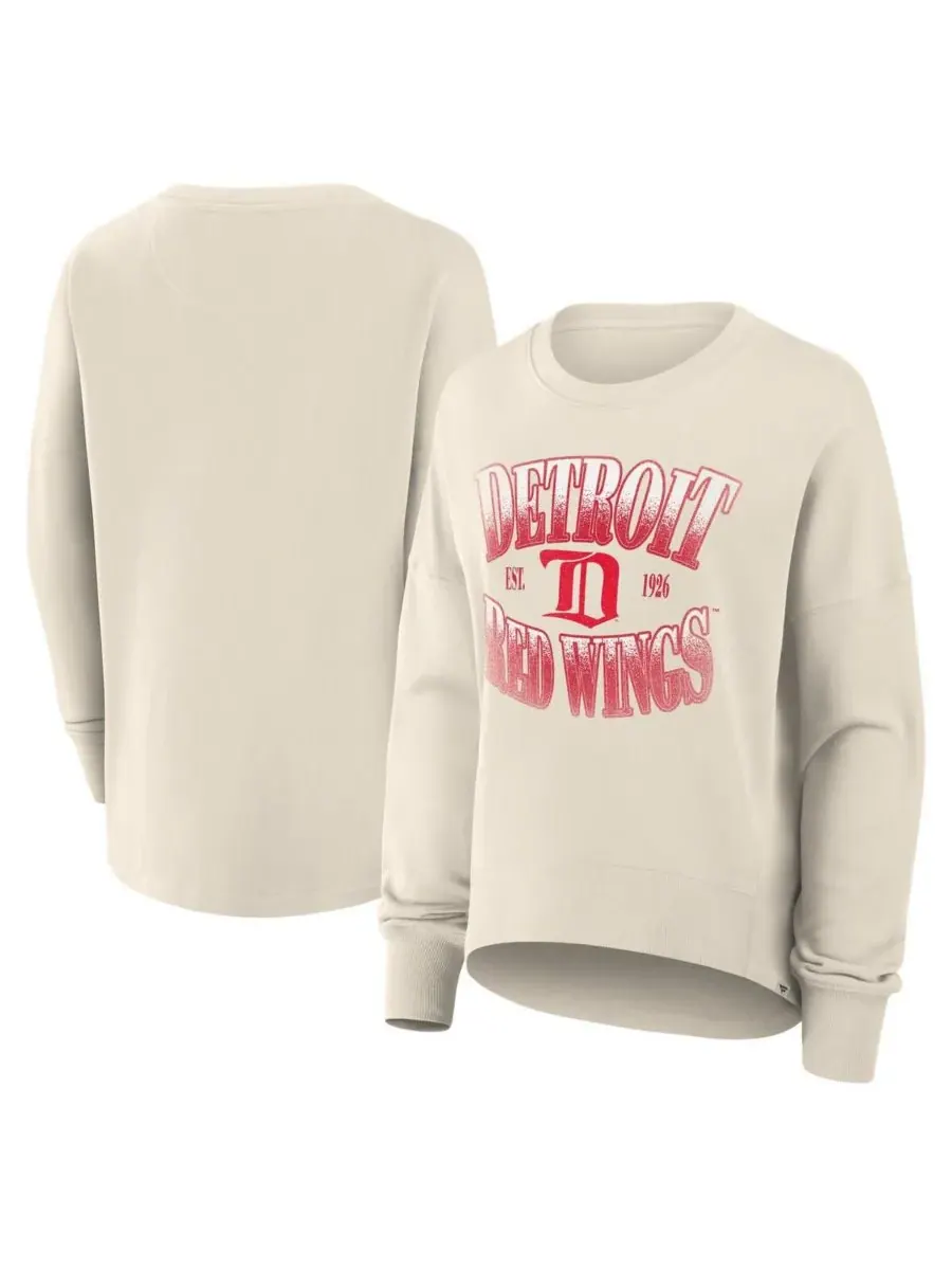 Fanatics Женская кремовая толстовка-пуловер Detroit Red Wings оверсайз в винтажном стиле — изображение 1 из 3, бежевый