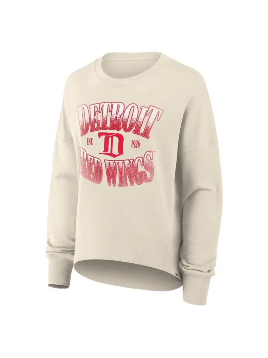 Fanatics Женская кремовая толстовка-пуловер Detroit Red Wings оверсайз в винтажном стиле — изображение 2 из 3, бежевый