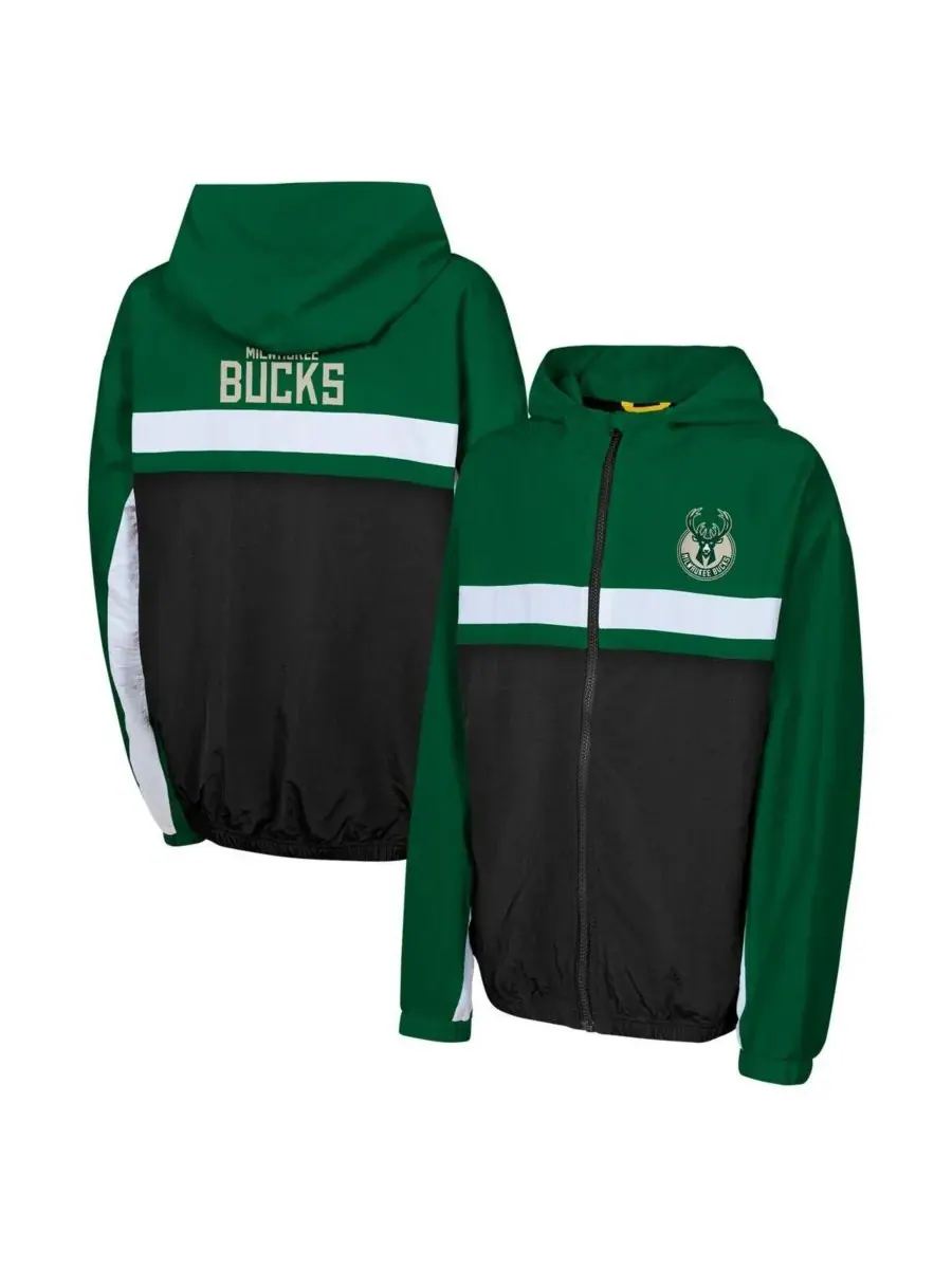 Outerstuff Куртка-ветровка на молнии Big Boys and Girls Hunter Green Milwaukee Bucks Headliner