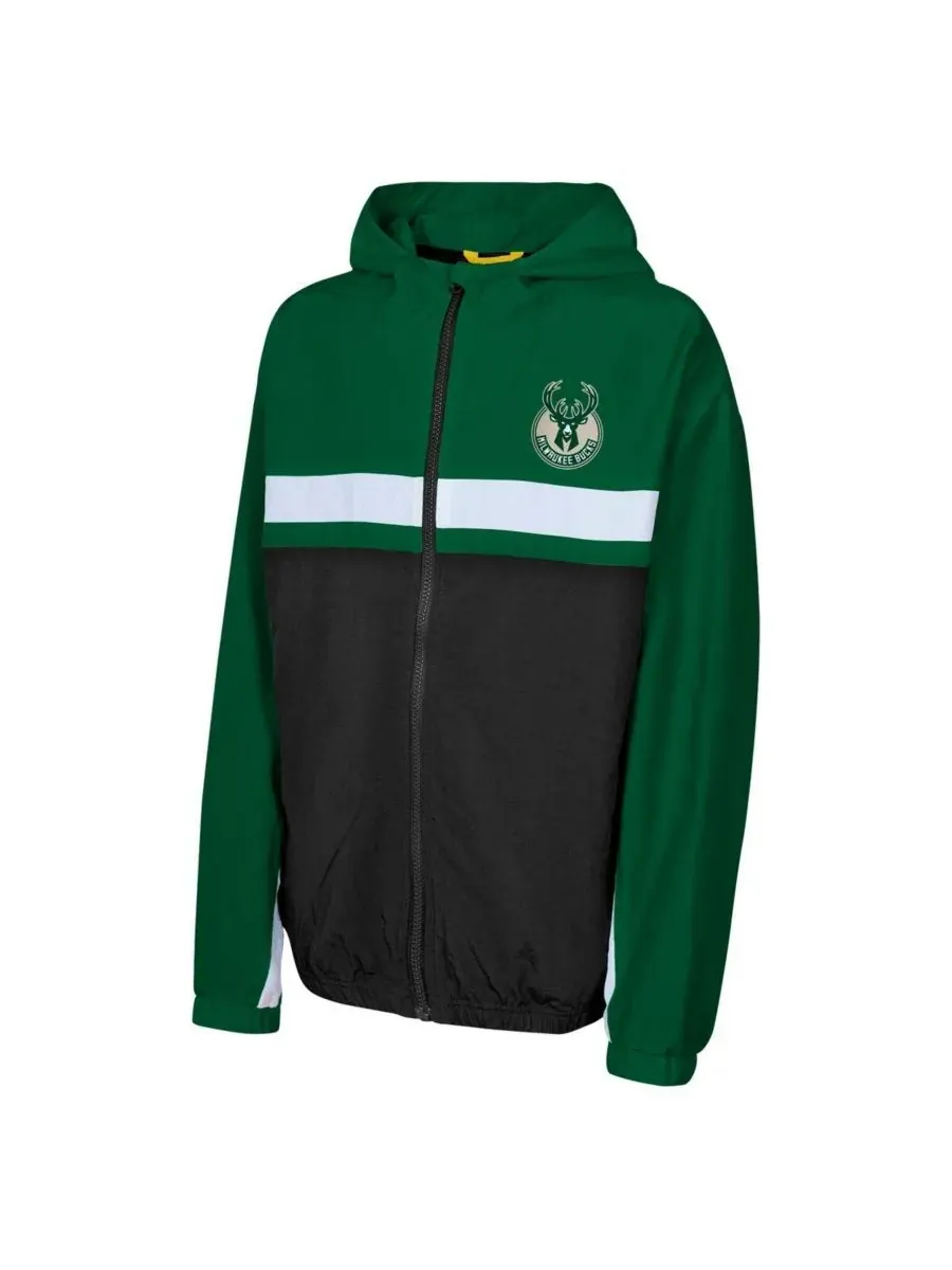 Outerstuff Куртка-ветровка на молнии Big Boys and Girls Hunter Green Milwaukee Bucks Headliner — изображение 2 из 3, зеленый