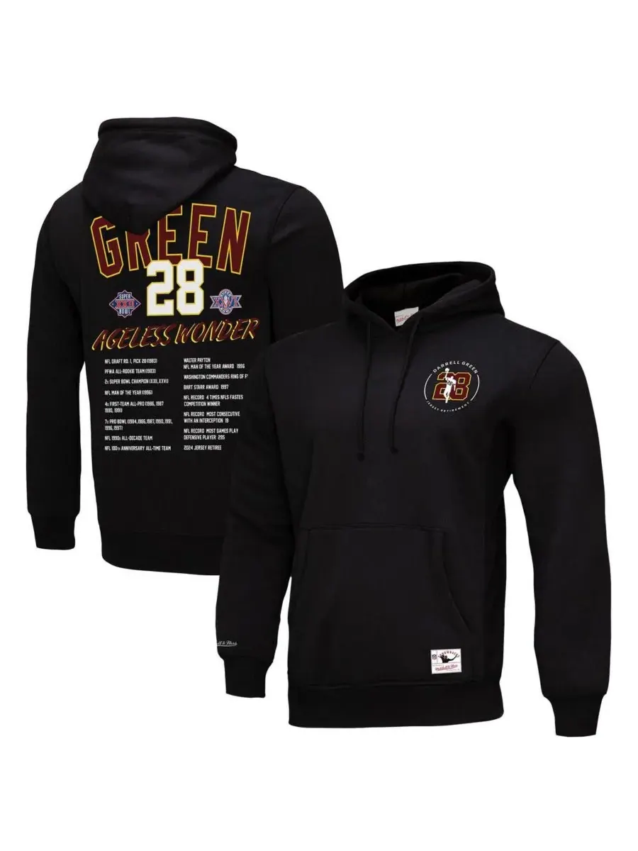 Mitchell & Ness Мужская толстовка Darrell Green Black Washington Commanders Wonder Pullover Hoodie — изображение 1 из 3
