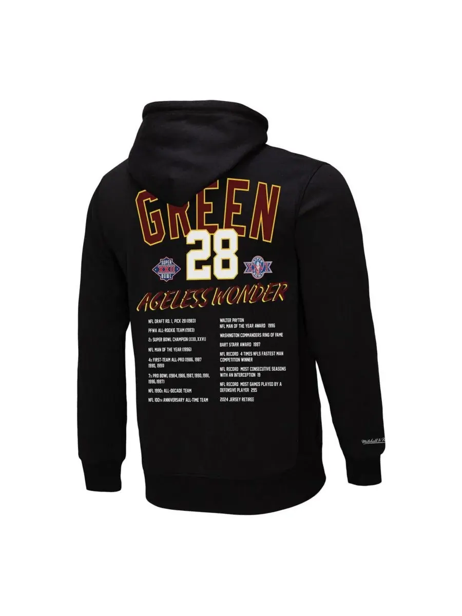Mitchell & Ness Мужская толстовка Darrell Green Black Washington Commanders Wonder Pullover Hoodie — изображение 2 из 3