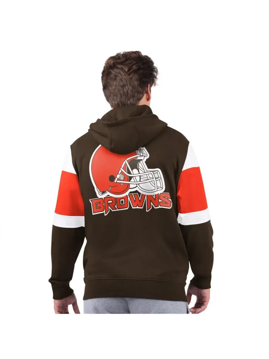 Starter Мужская коричневая толстовка на молнии с символикой Cleveland Browns Extreme — изображение 2 из 2, коричневый
