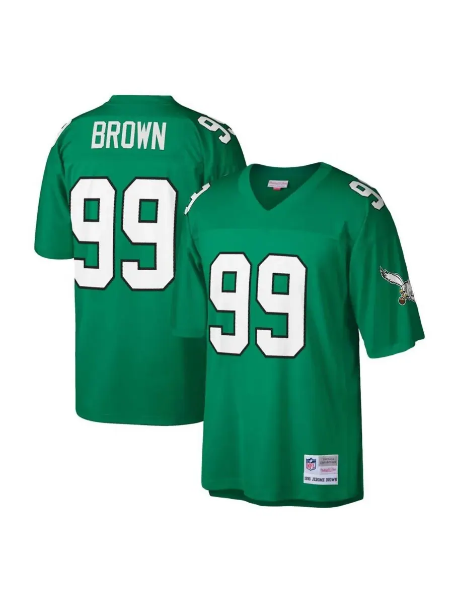 Мужская футболка Джерома Брауна Келли Грина, игрока команды Philadelphia Eagles 1990 года выпуска — изображение 1 из 3