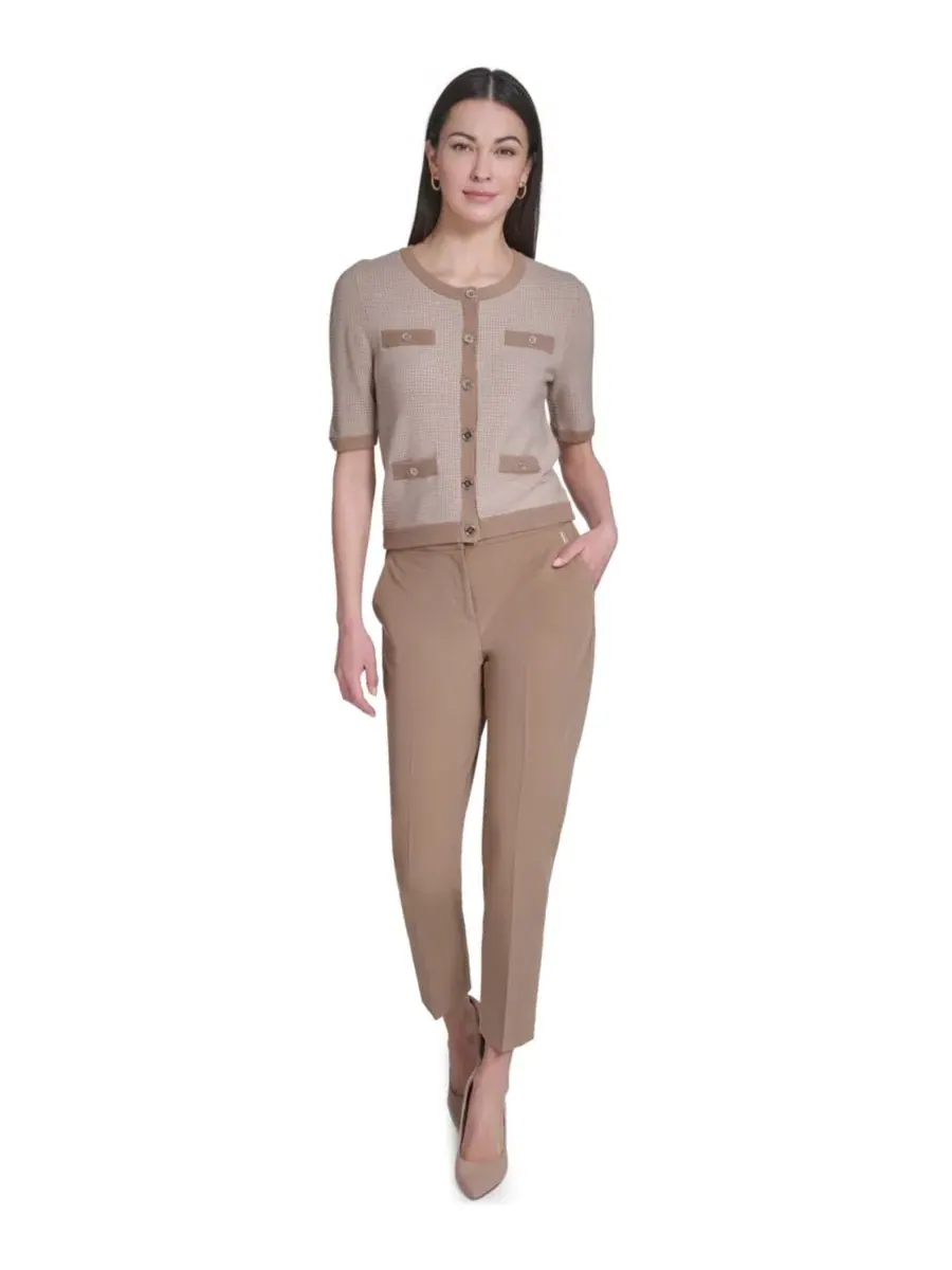 Свитер с коротким рукавом и круглым вырезом Honeycomb Tommy Hilfiger, Tannin/Whitecap — изображение 5 из 6